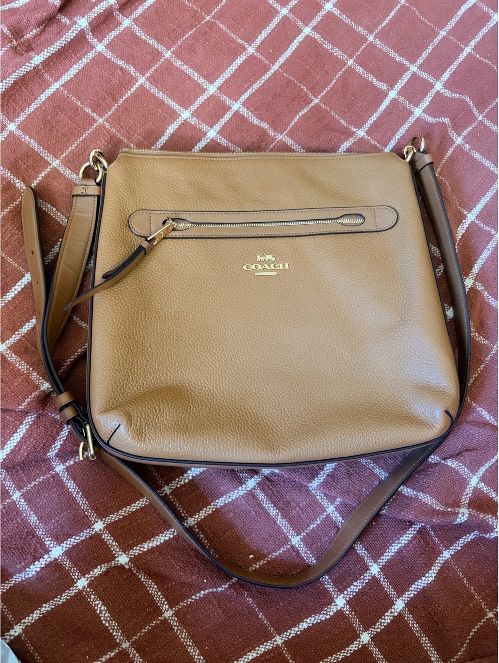 Coach Pebbled Leather Crossbody Bag in Tan